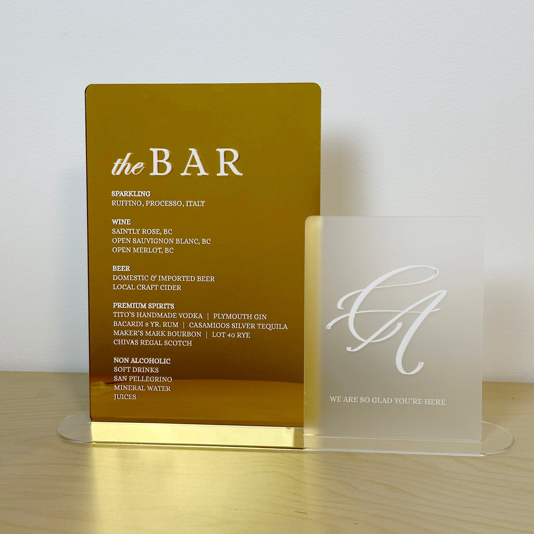 Gold + Frosted Bar Menu