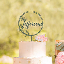 Load image into Gallery viewer, Custom Circle Botanical Cake Topper
